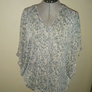 Denim and Supply Ralph Lauren Blue White Floral Batwing Blouse,Denim Supply Top